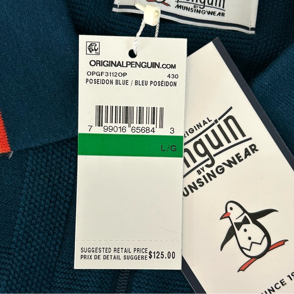 (NWT) Original Penguin Tonal Check Quarter Zip Sweater Polo - Size L - Picture 5 of 11